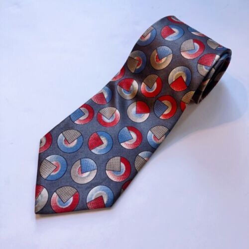 Vintage CHRISTIAN DIOR 100% Silk Abstract Geometric Print Neck‎ Tie Made in USA
